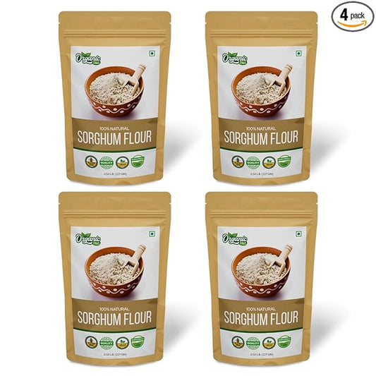 Organic Zing Pure and Organic Sorghum Flour | Organic Jowar Flour | Sorghum Flour Gluten Free | USDA Certified | Product of India - 227 gm (8 oz) - Pack of 4