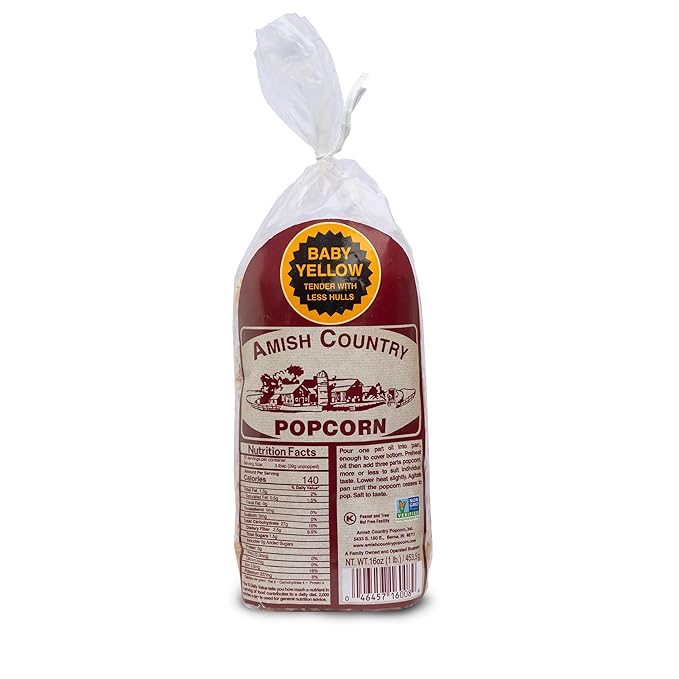 Amish Country Popcorn | 1 lb Bag | Baby Yellow Popcorn Kernels | Old Fashioned, Non-GMO and Gluten Free (Baby Yellow - 1 lb Bag)