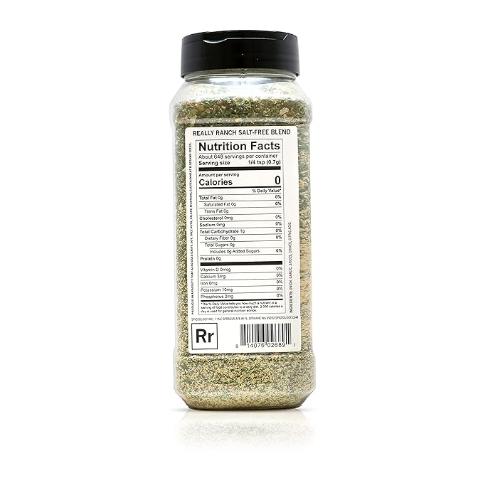 Spiceology - Really Ranch Salt Free Seasoning - Use On: Ranch Dip, Roasted Veggies or Chicken - 16 oz