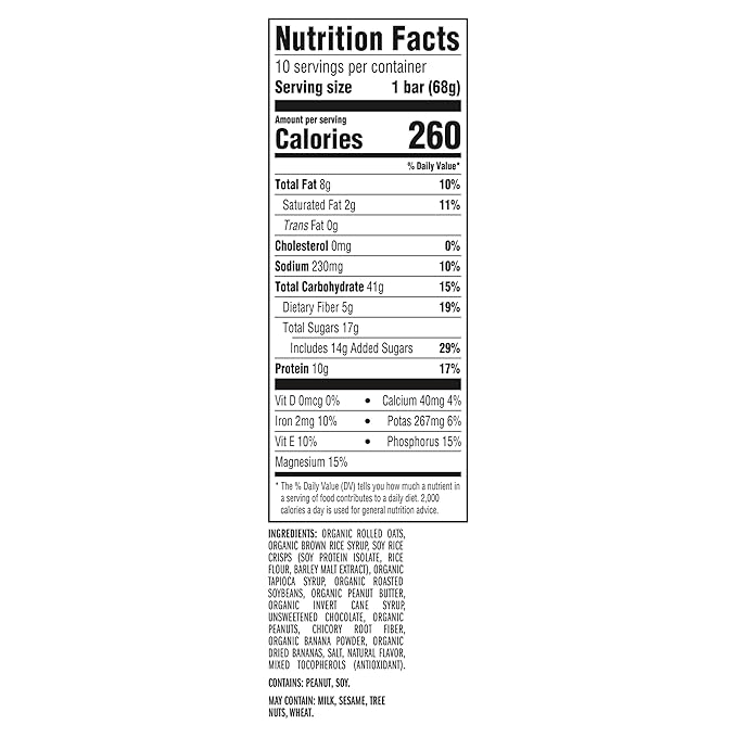 CLIF BAR - Peanut Butter Banana with Dark Chocolate Flavor - Made with Organic Oats - Energy Bars - Non-GMO - Plant Based Protein Bars (10 Pack)