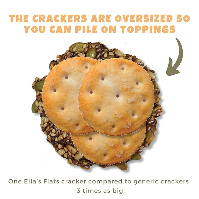 ELLA’S FLATS Spicy All Seed Savory Crisps – All Natural, Gluten Free, Good Source of Protein, High Fiber, Vegan and Keto Friendly (3 Pack)