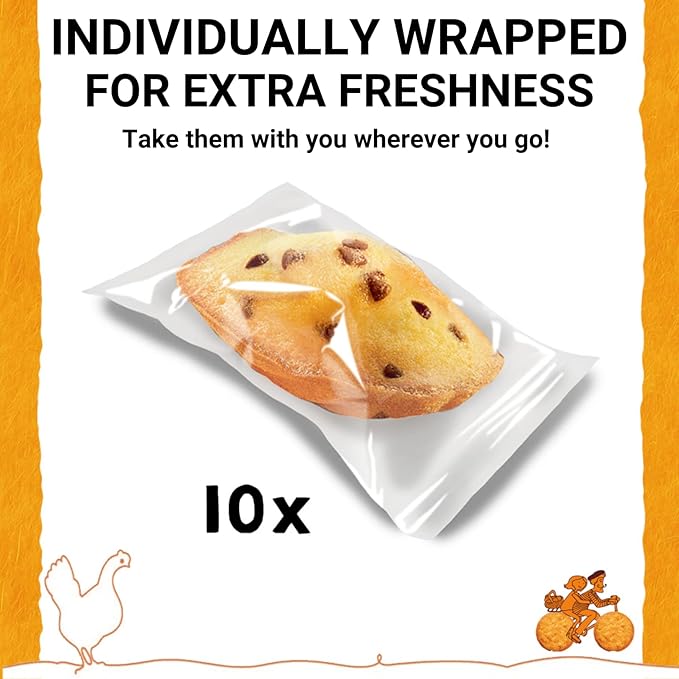 St Michel Chocolate Chip Madeleines French Sponge Cakes Made In France, Pack of 2 (250g each) Non-GMO. Total of 20 Individually wrapped All Butter Traditional Madeleines Sponge Cakes
