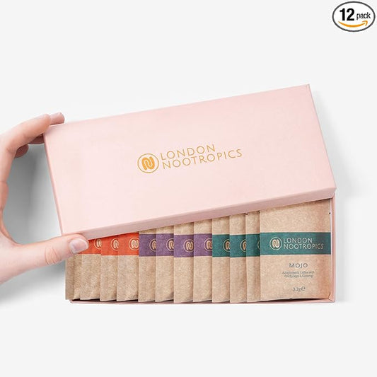 London Nootropics - Selection Box - Flow, Mojo, & Zen Adaptogenic Mushroom Coffee - 12 Sachets