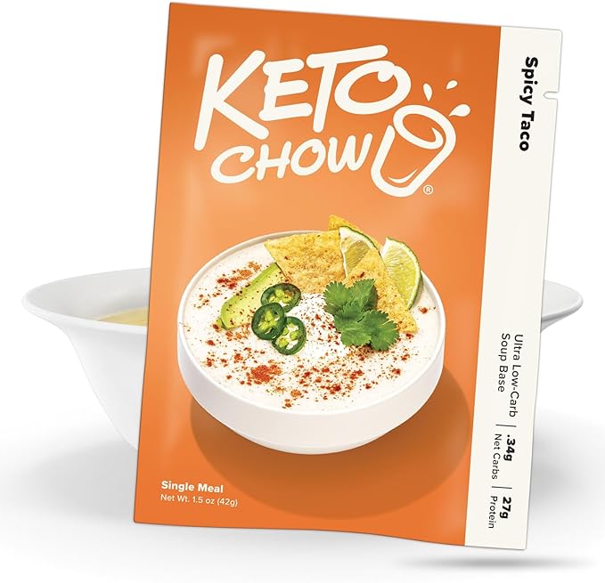 Keto Chow Spicy Taco | Keto Soup Base Powder | Nutritionally Complete | Low Carb | Protein Rich | You Choose The Fat | Single Meal