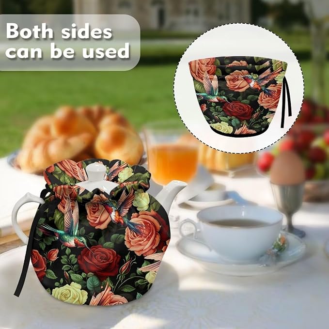 Hummingbird Tea Cozy for Teapot Insulated Yellow Rose Tea Pot Cozy for Keeping Warm Beautiful Butterflies Tea Cozies Kitchen Decor