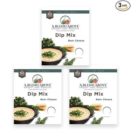 A Blend Above Beer Cheese Dip Mix, 1oz, (3 Pack), Gluten-Free, No MSG, All Natural, No Preservatives, Vegetable Dip, Keto Friendly, Low Carb, Easy to Make