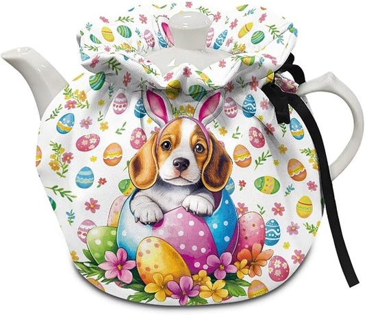 Easter Bunny Eggs Tea Cozy for Teapot Insulated Kitchen Home Decorative Tea Pots Cozy with Insulation Pad for Housewife, Friend, Mom