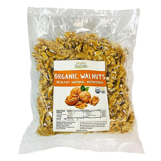 Beyond Nature Organic Raw Walnuts ??Unsalted 2 Pound (32 oz) Vacuum Sealed, Non GMO, No Salt, Low Carb, Keto Friendly & Vegan Snack