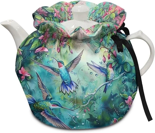Hummingbird Tea Cozy for Teapot Insulated Floral Tea Pot Cozy for Keeping Warm Teapot Cover Kettle Kitchen Dust Cover for Gift Teapot Cozy