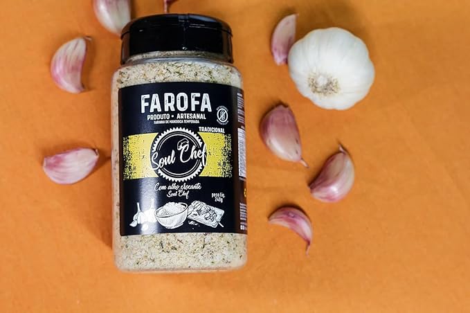 Soul Chef Seasoned Cassava Flour - Traditional - Farofa - Imported from Brazil - Delicious Flavor - Crispy Texture - Ideal On Steaks, Burgers, Sausages, Feijoada and Others.