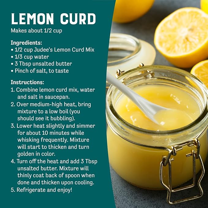 Judee's Lemon Curd and Mousse Mix, 1.5 lb - Gluten-Free and Nut-Free - Ideal Addition to Desserts and Baked Goods - With Easy-to-Follow Instructions ??Made in USA