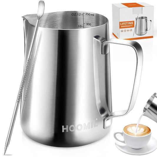 HOOMIL Milk Frothing Pitcher, 12oz/20oz/32oz 304 Stainless Steel