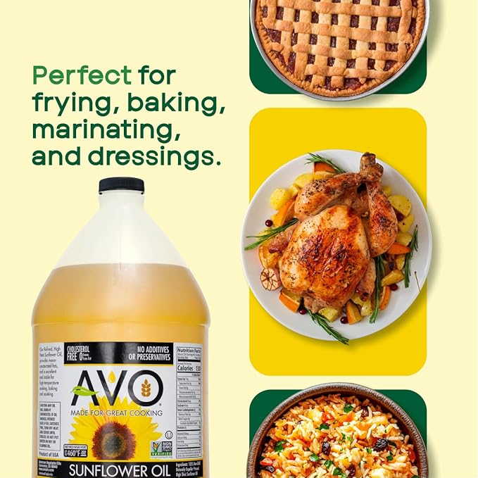 AVO NON-GMO High Oleic Sunflower Oil for General Cooking - 1 Gallon