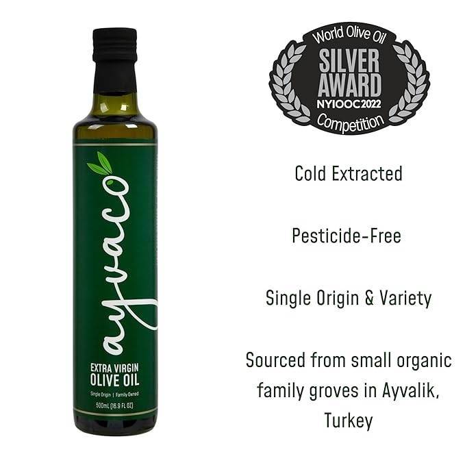 Ayvaco Extra Virgin Olive Oil ??Cold Pressed, Single Origin, Small Batch, Monovarietal ??Organically Produced, Family Owned EVOO from the Aegean ??No Pesticides, Traceable ??16.9 fl oz