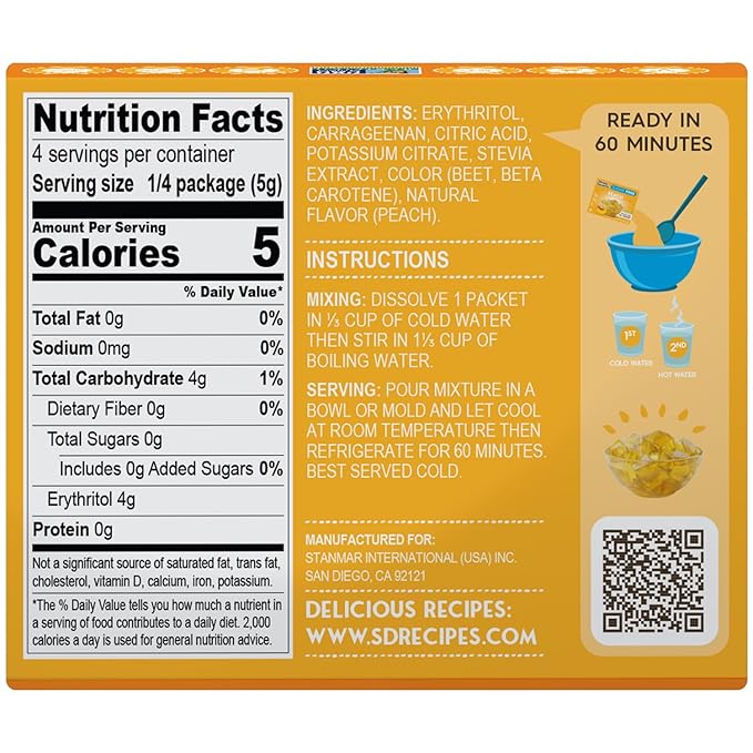 Simply Desserts Sugar-Free Peach Jel, 6-Pack ??Vegan Dessert, Keto Snacks, Diabetic Friendly & Kosher, 1.7 Oz Ea