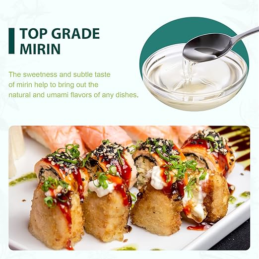 Soeos Mirin Cooking Wine, 16.9 fl oz (2 * 500ml) Pack of 2, Traditional Rice Wine, Authentic Natural Sugar Cooking Wine, Sweet Rice Wine for Cooking and Condiments, Premium Mirin Cooking Wine.