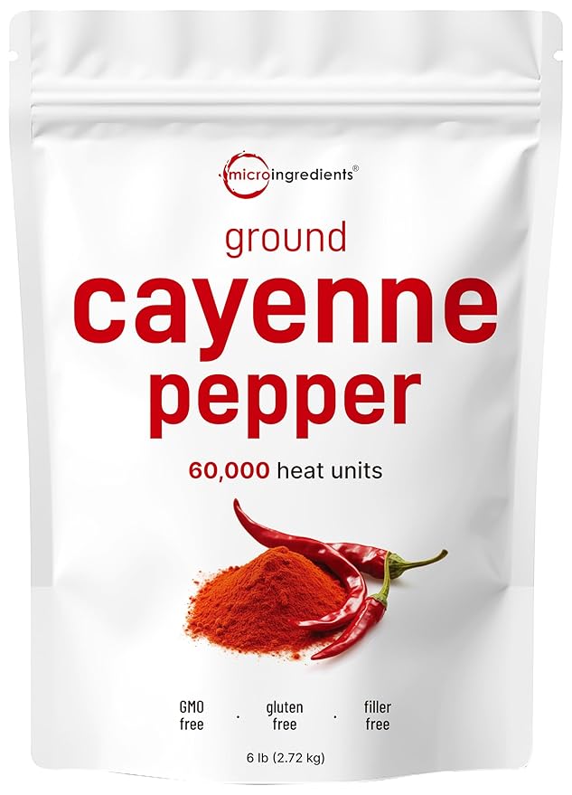 Ground Cayenne Pepper Powder, 6 lb (60,000 SHU) | Premium Source | Spicy Heat with Natural Bite | Great for Seasoning & Garden Wildlife Control | Additive Free, Non-GMO, Bulk Supply