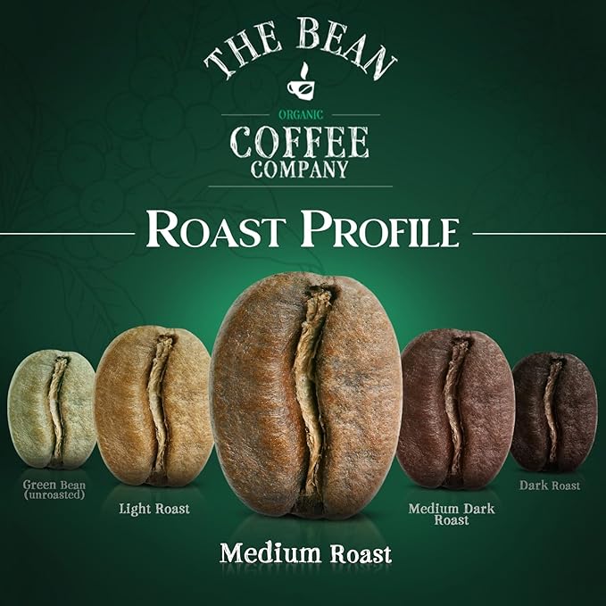 The Bean Organic Coffee Company Water Processed DECAF Vanilla Bean, Medium Roast, Whole Bean Coffee, 16-Ounce Bag