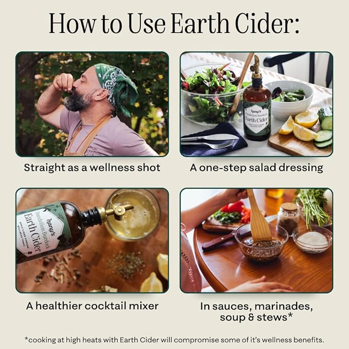 Hany's Harvest Dandelion Burdock Earth Cider ??8 fl oz | All-Natural Wellness Tonic, Apple Cider Vinegar | Non-GMO, Gluten-Free, Handcrafted
