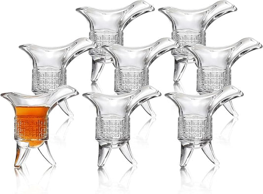 Soju Tequila Shot Glasses (Set of 8) – Retro Emperor Style Shot Glass - Soju Whiskey Tequila Baijiu - Perfect for Parties, Bars, Events, Home Bar