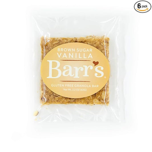 Mrs. Barr’s Natural Foods Granola Bars | Brown Sugar Vanilla | Certified Organic Gluten Free Oats | Soft Texture | Small Batch | Gourmet Quality | Real Ingredients | 2.2 Ounces (6 Pack)