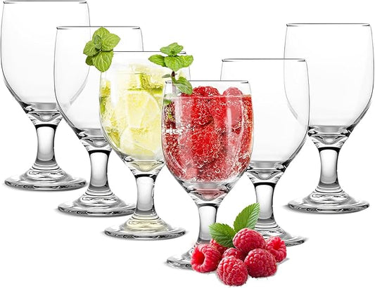 10.5OZ Water Goblets Set of 6, Clear Goblet Glasses Set for Home Bar, Wedding, Party, Elegant Design for Iced Tea, Sangria, Juice, Dishwasher Safe, Perfect for Daily Use Special Occasions