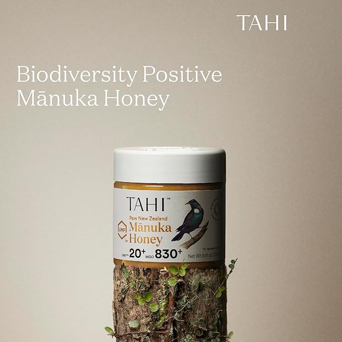 Tahi Raw Manuka Honey New Zealand UMF 20+ Certified (MGO 830+) - 100% Sustainable, Monofloral and Natural Honey - Non-GMO, Glyphosate-Free and Gluten-Free - New Zealand Manuka Pure Honey - 8.81oz