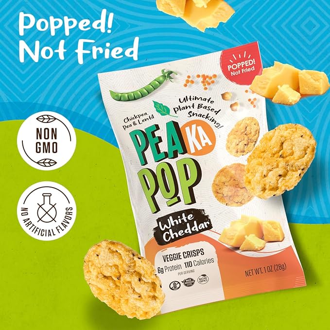 PeaKaPop Veggie Chips ??Plant-Based, Healthy Veggie Crisps with Pea, Lentil & Chickpea Protein ??Vegan, Gluten-Free, Popped Chips ??Snack Size for Kids & Adults ??1 oz Bags (15-Pack) ??Variety Pack