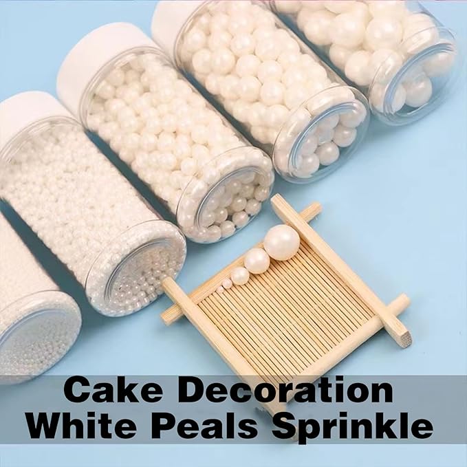Sentovac 14mm White Pearl Sprinkles Large Edible Cake Decorating Sugar Candy Cookie Cake Cupcake Topper Ice Cream Baking Decorations Halloween Christmas Valentines Wedding Supplies