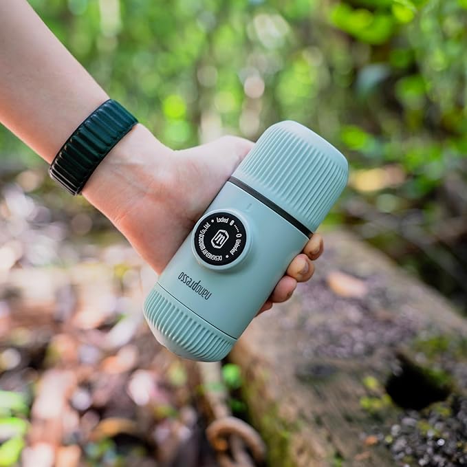 WACACO Nanopresso Portable Espresso Maker with Case, Mini Travel Coffee Machine, Perfect for Camping, Travel and Officeç«?Elements Arctic Blueç«?,<div>