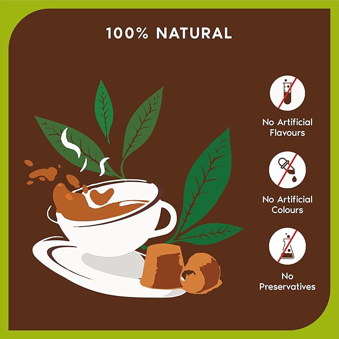 FOODIA Jaggery Cardamom Tea Gold | Readymix Tea Powder with Jaggery Powder & Premium Cardamom | 14.11oz |