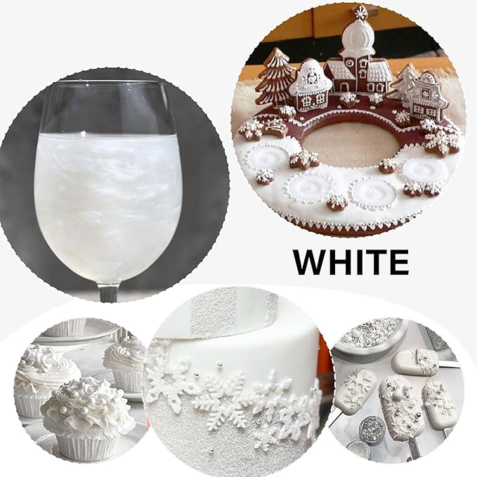 Edible Glitter Spray - 20g Luster Dust Edible Glimmer Powder for Sparkling Cocktails, Cake, Cupcakes, Wine, Beverage - Food Grade Shimmer Dust Powder for Baking, Drinks, Cookies Decoration (White)