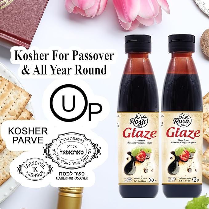 De La Rosa Balsamic Glaze, Vegan, Kosher, Non-GMO & Gluten Free, Great for Salad Dressing, Marinades, Toppings & More, Made from Balsamic Vinegar of Spain, 8.45 Oz (Pack of 2)