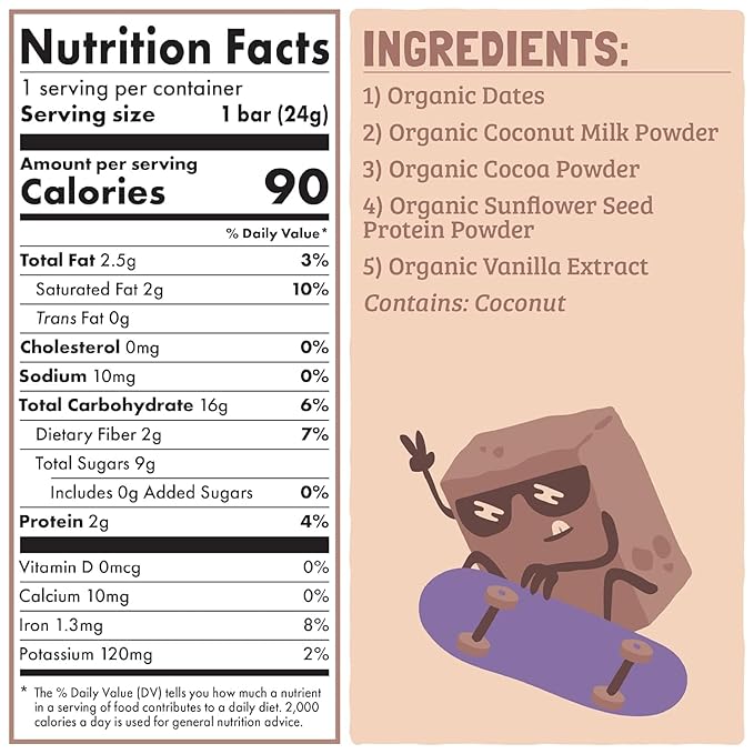Skout Organic Chocolate Brownie Kids Snack Bars (18 Pack) | Organic Kids Snack Bars | School Snacks & Lunch Snacks | No Refined Sugar | Vegan & Paleo | Gluten, Dairy, Grain, Peanut Free