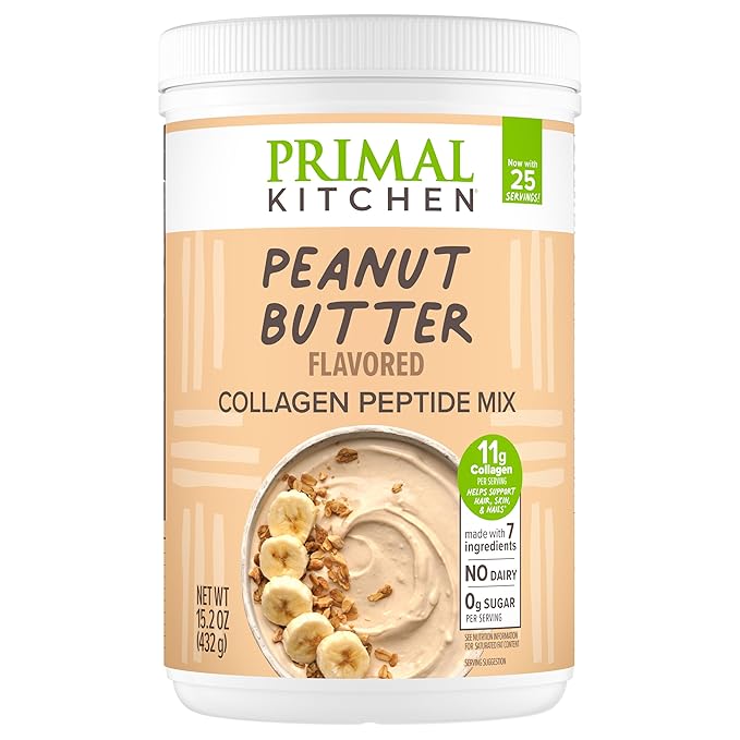 Primal Kitchen Peanut Butter Flavor Collagen Fuel짰 Drink Mix, Collagen Peptides, No Dairy, 14.3 Ounces