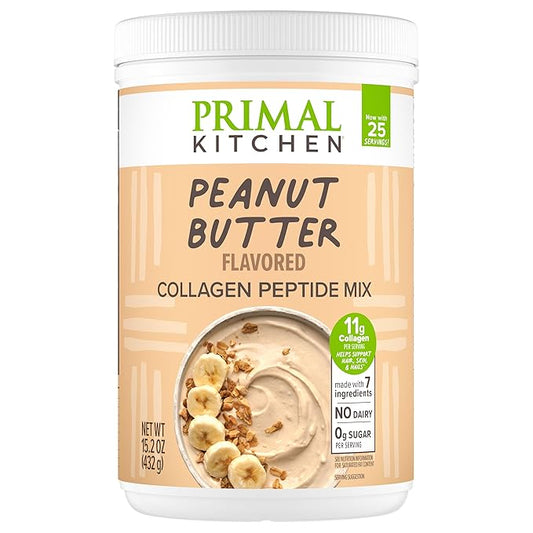 Primal Kitchen Peanut Butter Flavor Collagen Fuel짰 Drink Mix, Collagen Peptides, No Dairy, 14.3 Ounces