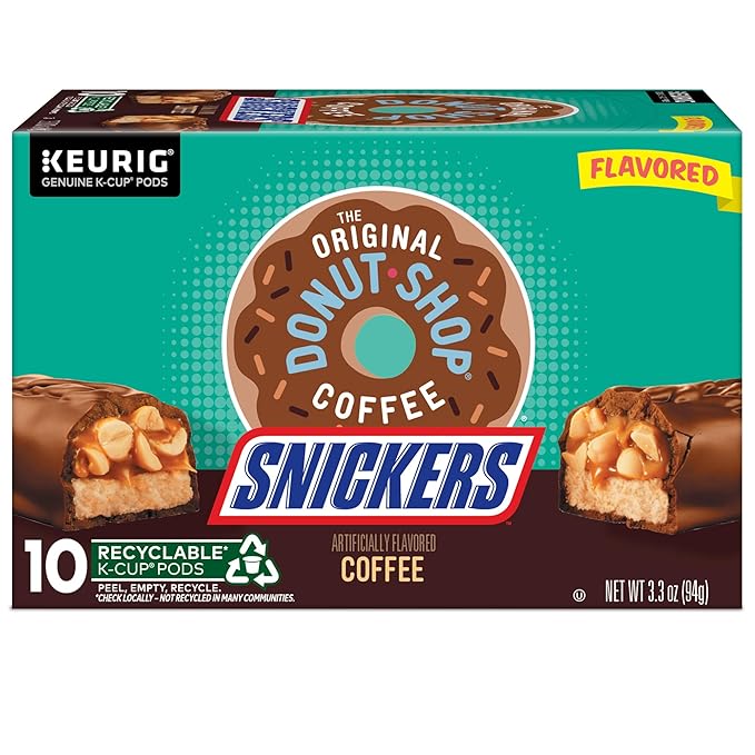 The Original Donut Shop Snickers Coffee, Keurig Single Serve K-Cup Pods, Flavored Coffee, 60 Count, (6 Packs of 10)