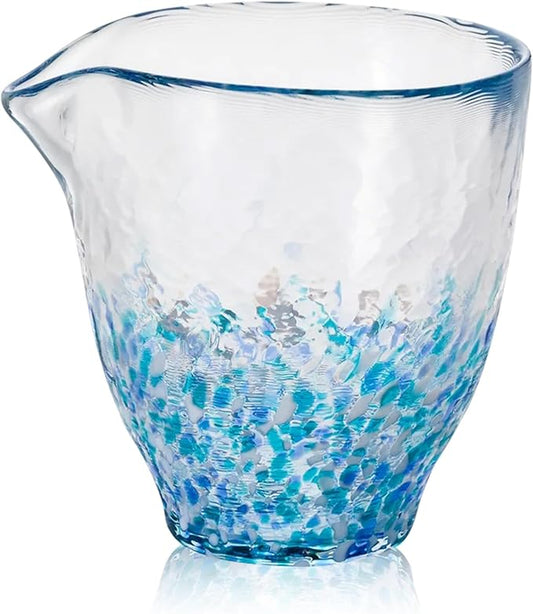 Japanese Handcrafted Sake Cups – Exquisite Artisan Glassware for Cold Sake & Shochu, Elegant Drinkware for Any Occasion, Made in Japan (Aajisai Sake Carafe, Carafe 8.4 fl oz - 250ml)