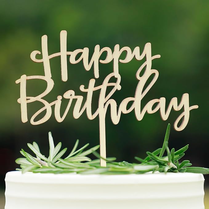 Wooden Happy Birthday Cake Toppers, Birthday Party Decoration Supplies, Premium Quality Decoration(Design 02)