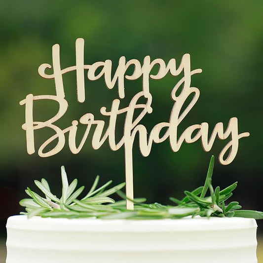 Wooden Happy Birthday Cake Toppers, Birthday Party Decoration Supplies, Premium Quality Decoration(Design 02)