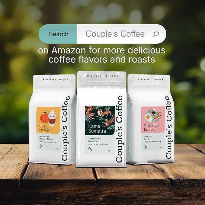 Couple?™s Coffee Whole Bean | Gives Back to Military Families | Single Origin Sumatra | Dark Roast | Made with 100% Arabica Beans | 12oz bag brews about 34 cups