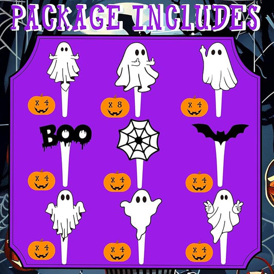 40 Pcs Ghost Cupcake Toppers - Spooky Party Decorations for Ghost-Themed Birthdays, Baby Showers, and Halloween Cakes