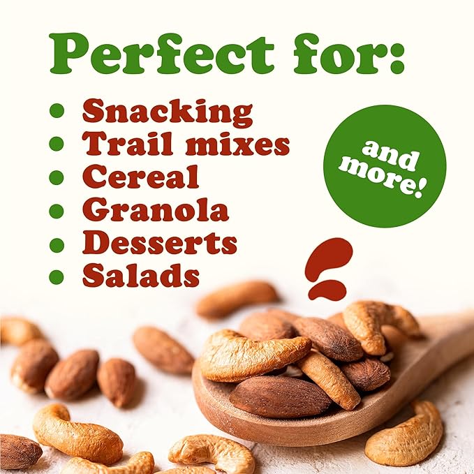 Food to Live - Dry Roasted Almonds and Cashews Mix, 2 Pounds ??Unsalted Oven Roasted Nuts, Protein Rich Trail Mix, Healthy Vegan Snack, No Oil Added