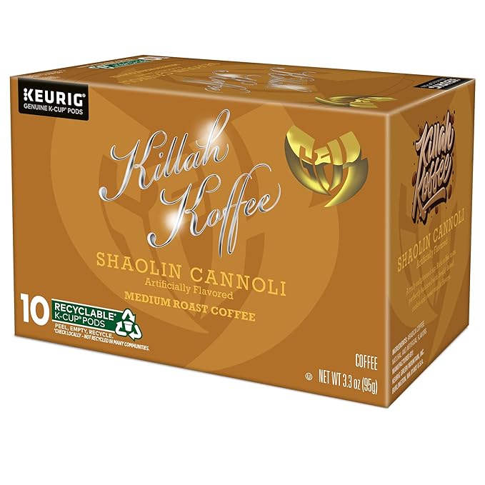 Killah Koffee Shaolin Cannoli, Keurig Single-Serve K-Cup Pods, Flavored Coffee, 10 Count