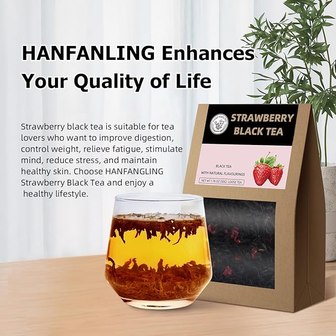 HANFANGLING White Peach Oolong Tea and Strawberry Black Tea, Natural Loose Leaf Tea,The Choice for Enjoying a Beautiful Life,Tea Lover's Gift (White Peach Oolong Tea + Strawberry Black Tea)