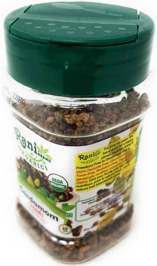 Rani Organic Cardamom (Elachi) Decorticated Seeds (from Green Cardamom) Indian Spice 3.5oz (100g) PET Jar ~ All Natural | Vegan | Gluten Friendly | NON-GMO | Indian Origin | USDA Certified Organic