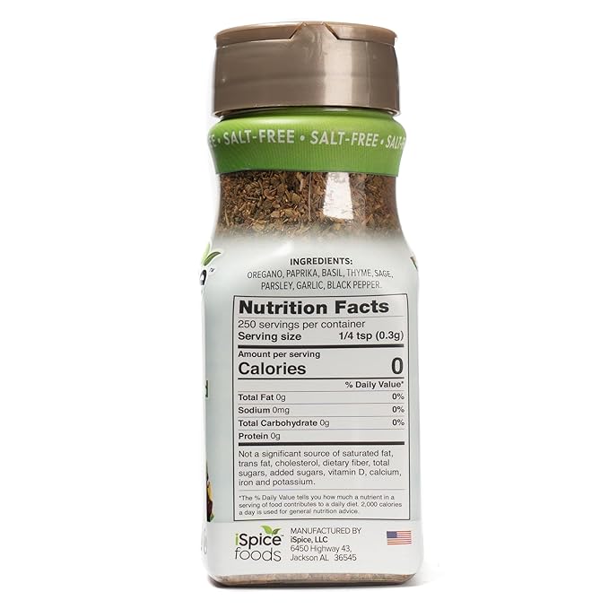 iSpice - Salt-Free | Sugar free | 100% Pure Wellness Salad Seasoning Fat Free Super Spice Blend | All Natural | Ready to use as is | No preparation is necessary