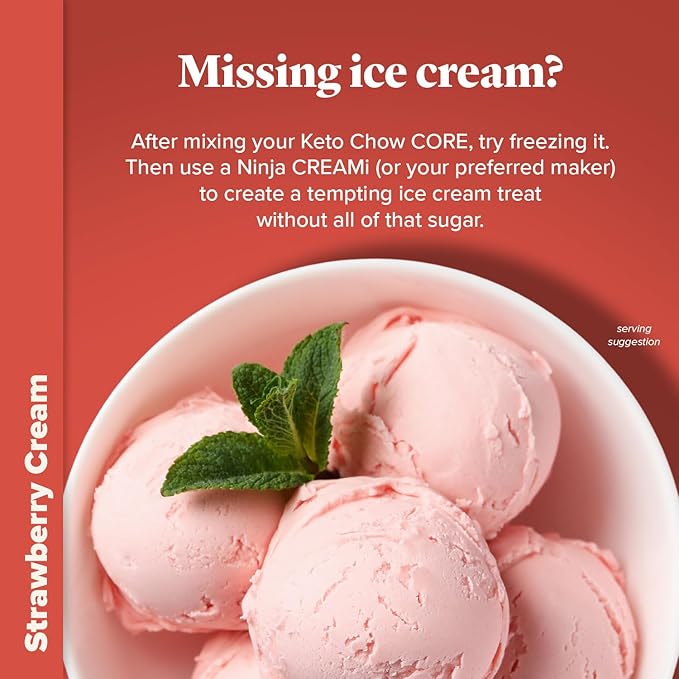 Keto Chow Strawberry Cream | Keto Meal Replacement Shake Powder | Nutritionally Complete | Low Carb | Delicious Easy Meal Substitute | Protein Rich You Choose The Fat | 21 Meal Serving