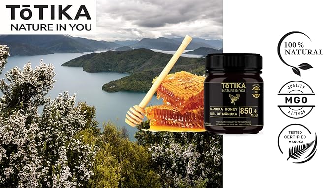 Tōtika Nature Mānuka Honey, 100% Pure Raw New Zealand Honey for Enhanced Well-Being and Digestive Health Benefits MGO 850+