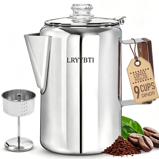 LRYYBTI 9 Cup Stainless Steel Coffee Percolator